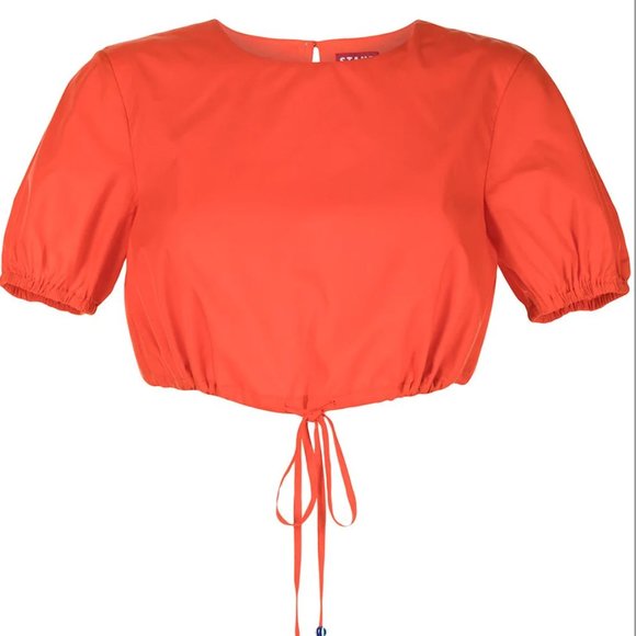 STAUD Prato Short Sleeve Cropped Drawstring Top - Picture 1 of 8